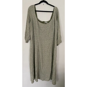 Abercrombie Fitch Green Ditsy Floral Smocked Midi Dress Womens XXL Cottage Boho